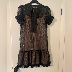 RED Valentino Sparkly Back Dress with Nude Slip - Size Small